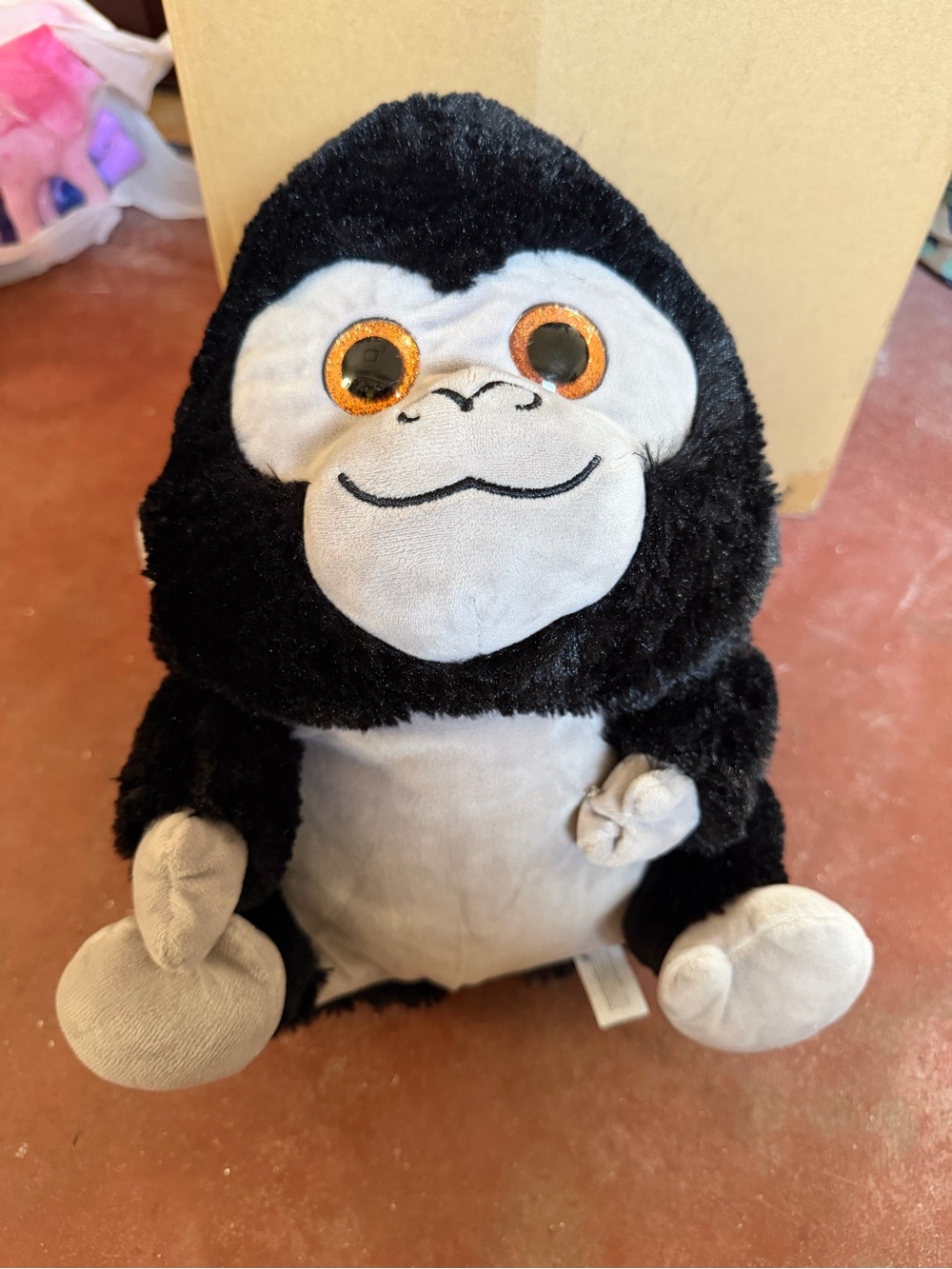 Belly Buddies Black Gorilla Plush Chubby Stuffed Animal Like New 13”